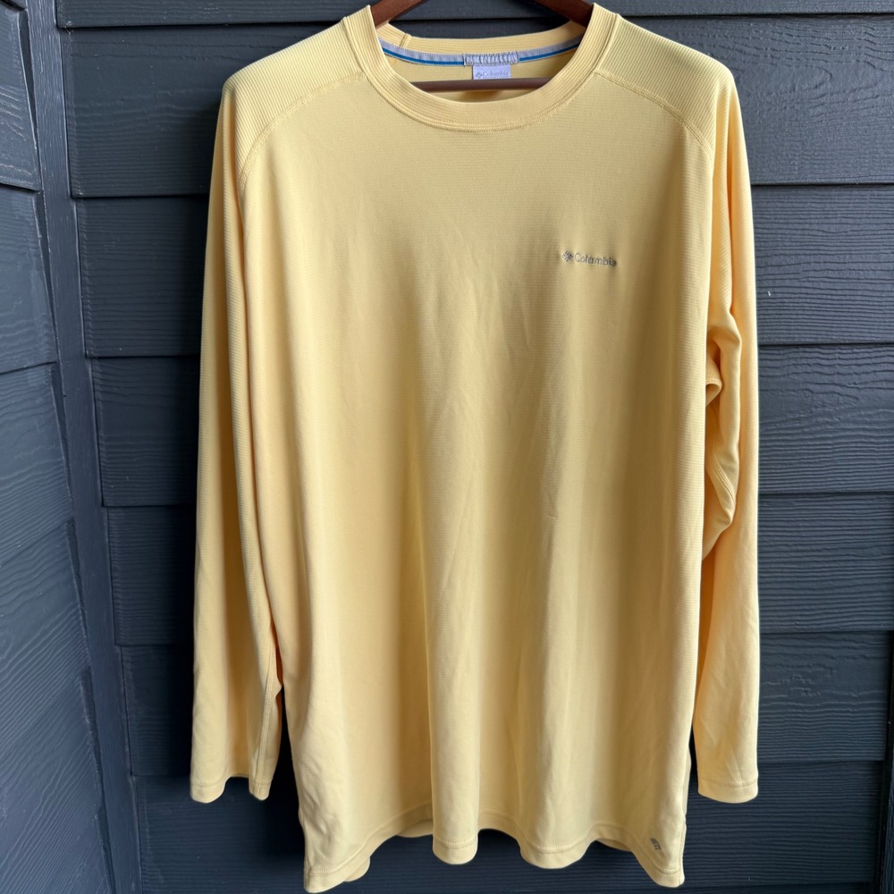 Columbia Mens XXL Insect Blocker Long Sleeve Performance Shirt Yellow Hiking Tee